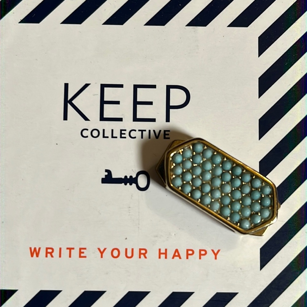 Keep collective beaded turquoise and gold focal charm.